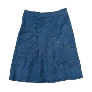 VTG! Pendleton Denim Skirt A-Line Panelled Blue Cotton Blend Women 14 Classic